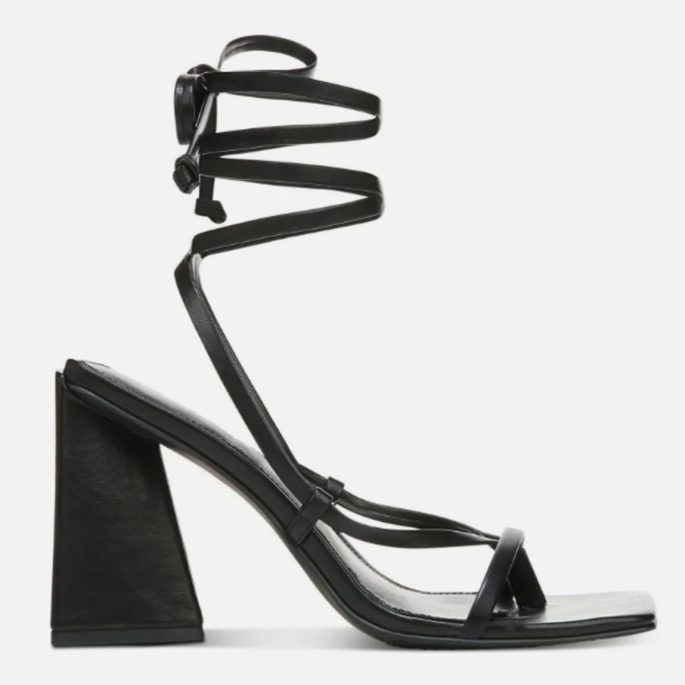 Bar III Alana Tie-up Geo-Heel Sandals Black 8.5 - Picture 2 of 5